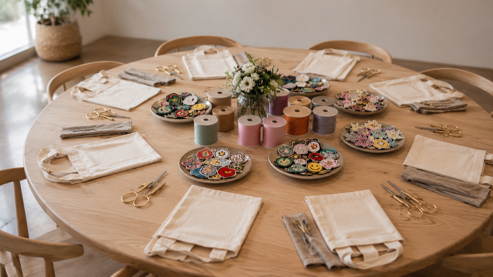 A craft table set up at Hometown Studio